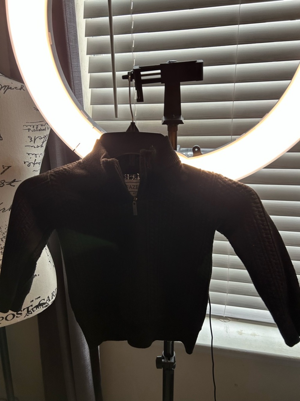 Black Kids Full-Zip Knit Sweater
